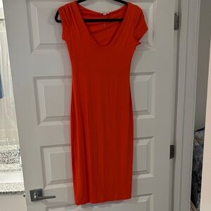 See You Monday Vibrant Orange Midi Dress NWOT